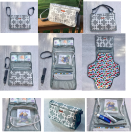 Diaper travel clutch with changing pad, PDF tutorial and pattern