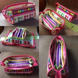 Small sewing bag with suspended pockets